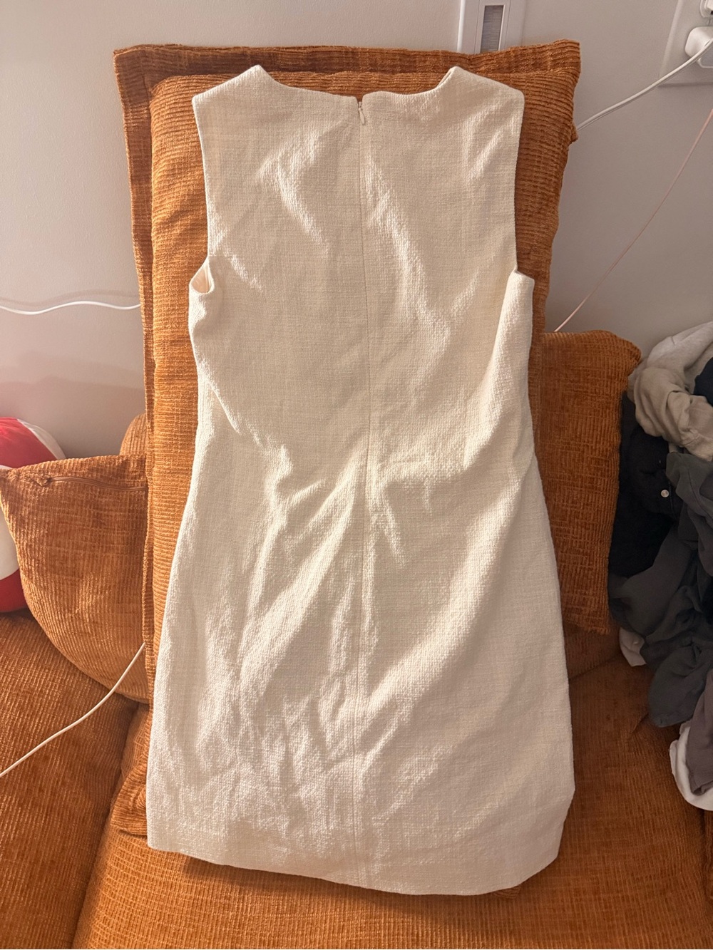 Theory White Textured Sleeveless Midi Shift Dress - Picture 4 of 7